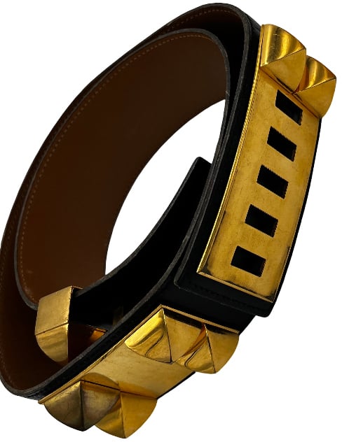 Hermès Hermes Collier de Chien Belt Leather Wide Zwart