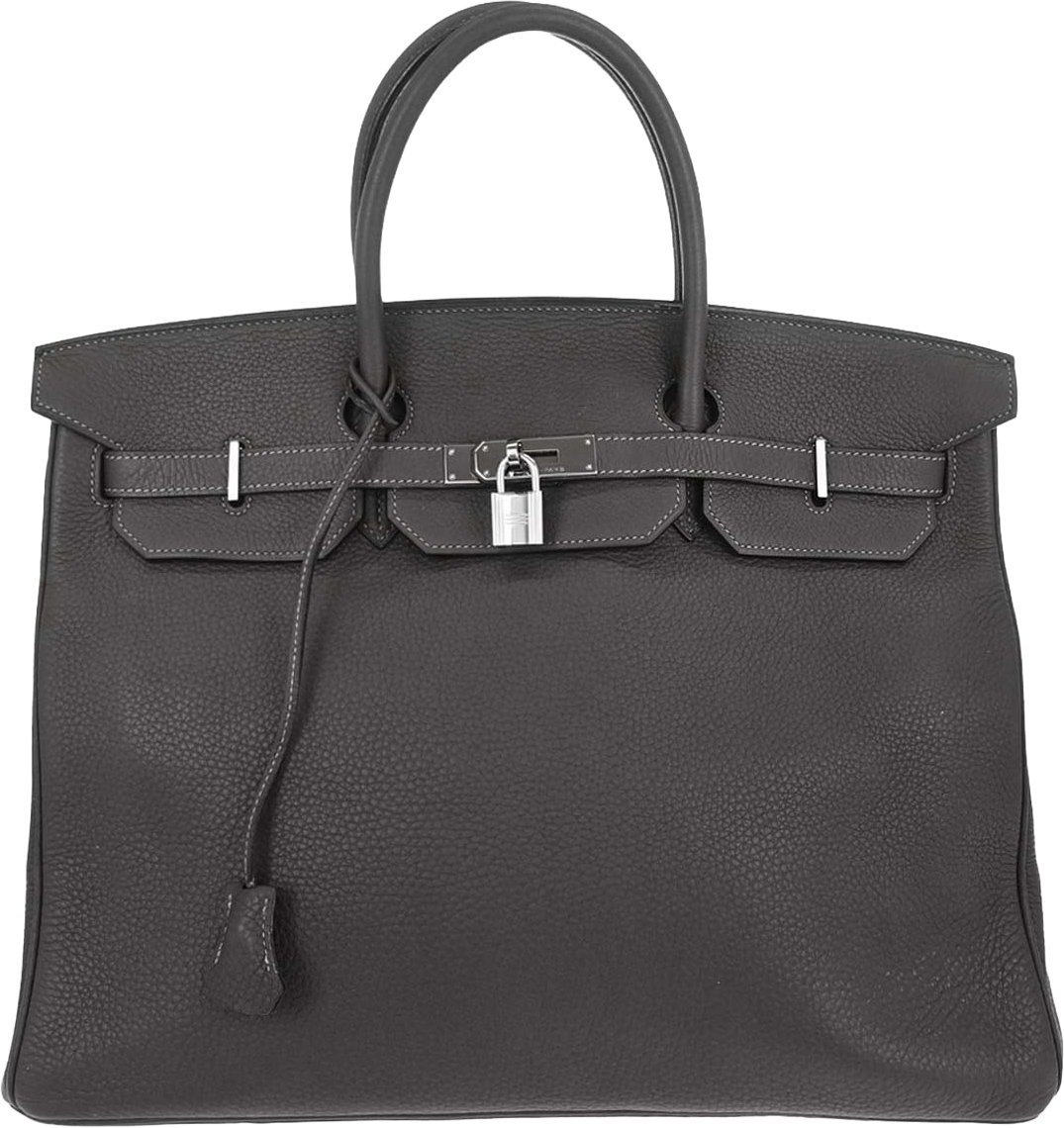 Hermès Hermes Birkin Handbag Grey Clemence with Palladium Hardware 40 Grijs
