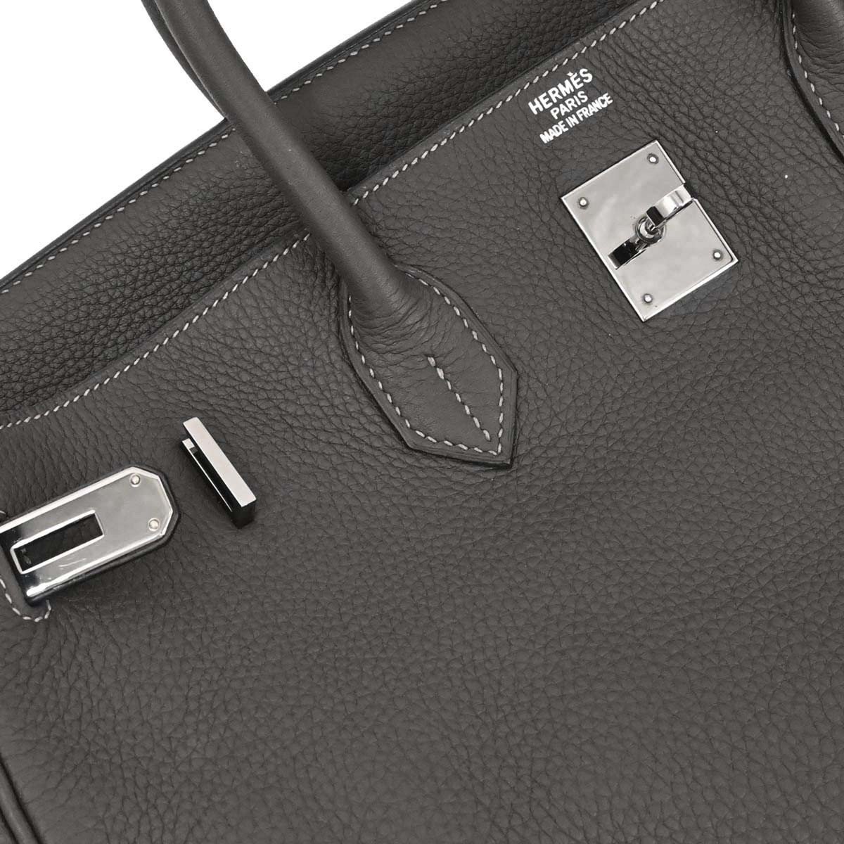 Hermès Hermes Birkin Handbag Grey Clemence with Palladium Hardware 40 Grijs