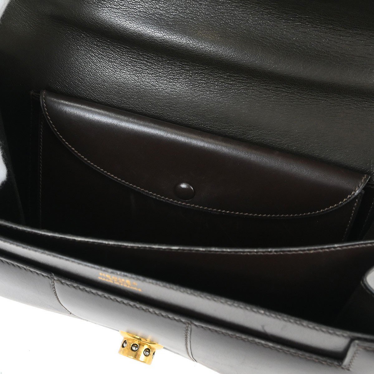 Hermès Hermes Vintage Shoulder Bag Embellished Leather Medium Bruin