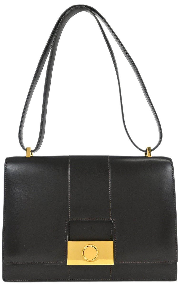 Hermès Hermes Vintage Shoulder Bag Embellished Leather Medium Bruin