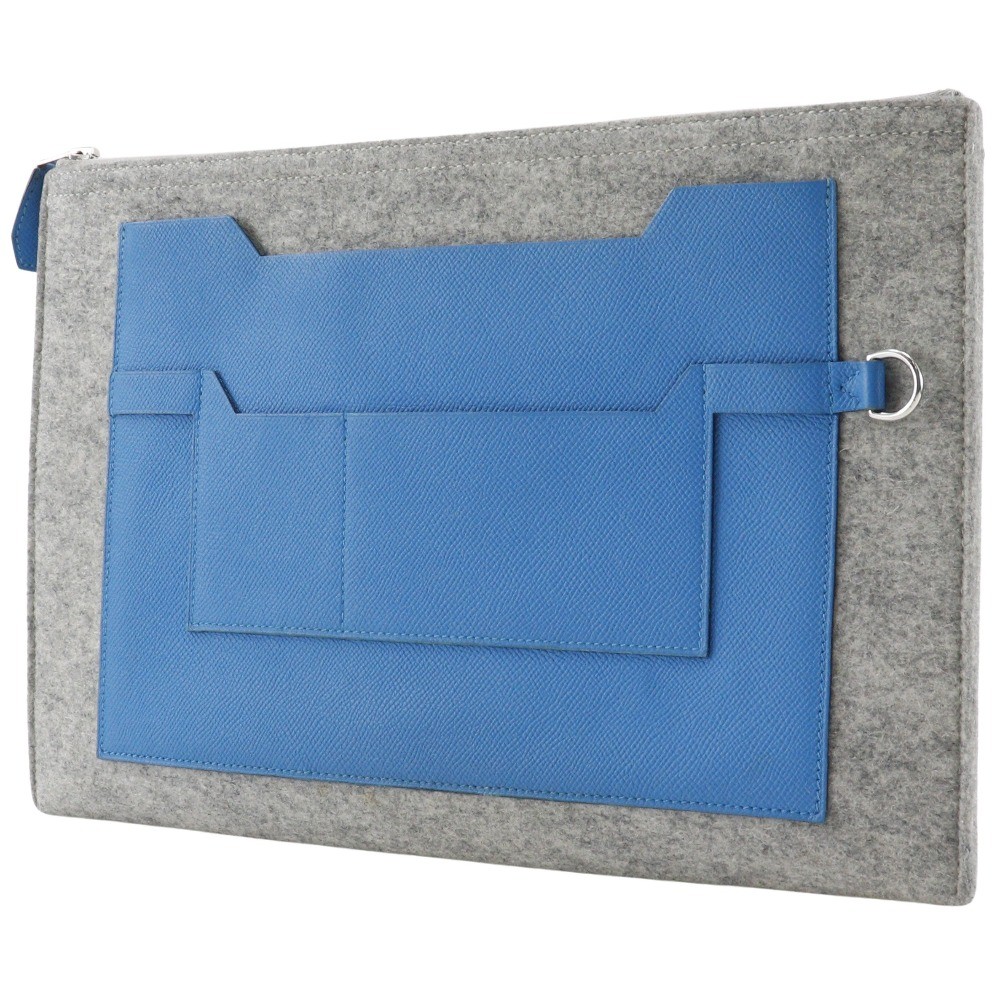 Hermès Hermes Toodoo Pouch Epsom and Wool 37 Blauw