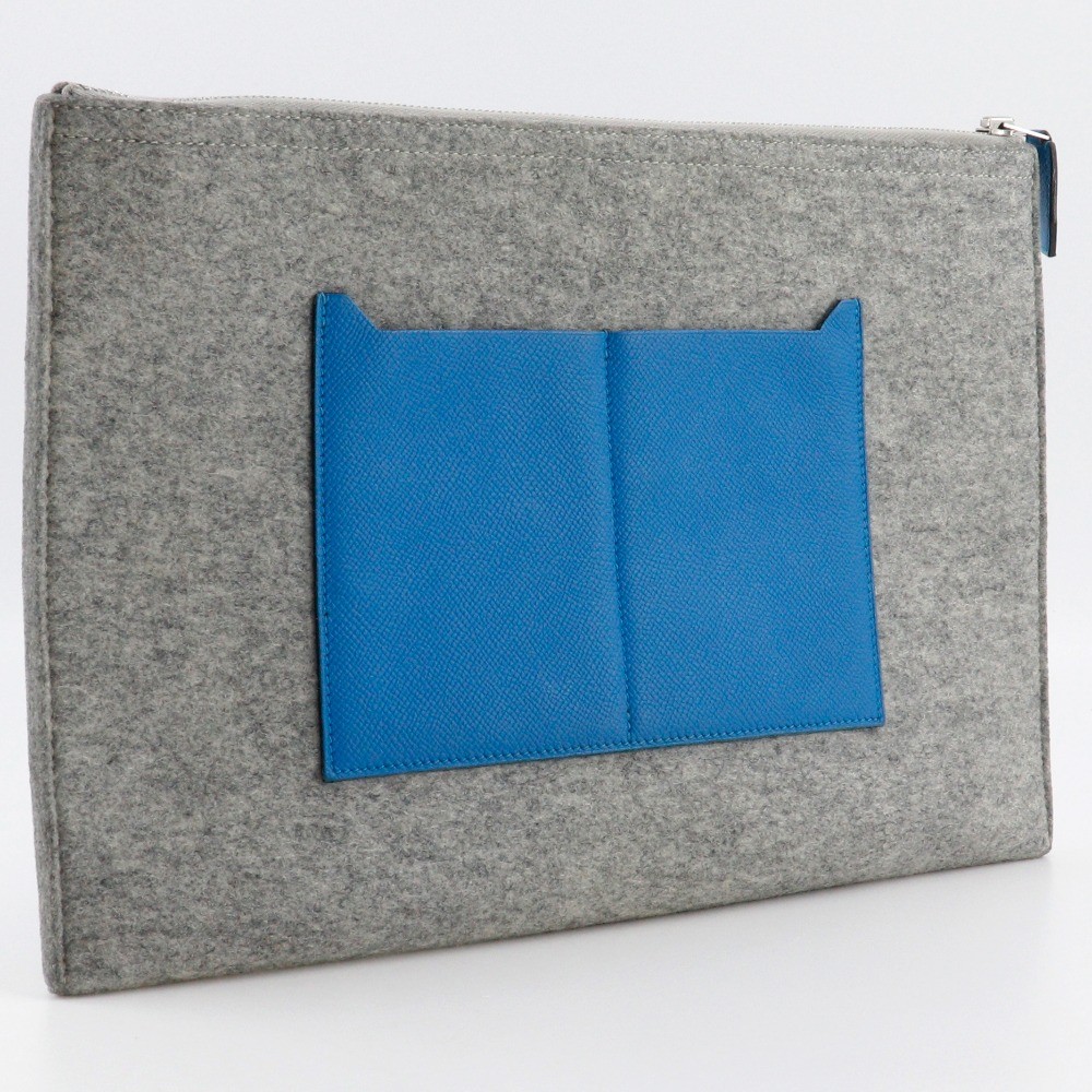 Hermès Hermes Toodoo Pouch Epsom and Wool 37 Blauw