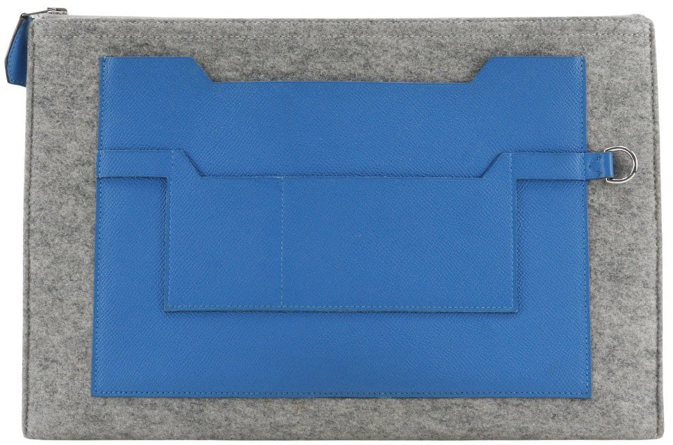 Hermès Hermes Toodoo Pouch Epsom and Wool 37 Blauw