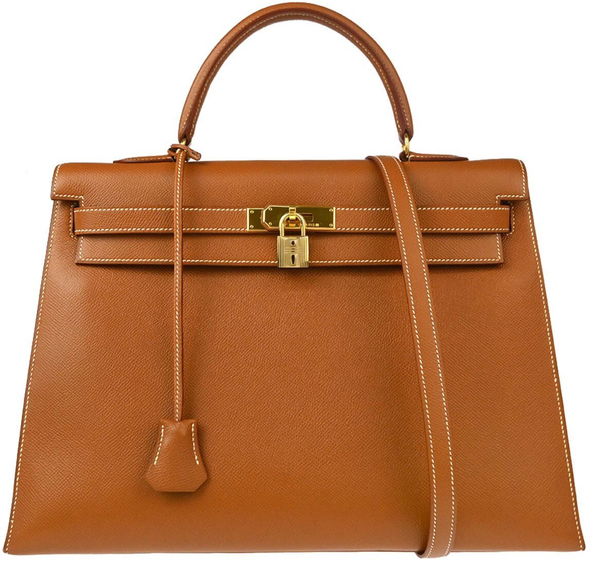 Hermès Hermes Kelly Handbag Brown Courchevel with Gold Hardware 35 Bruin