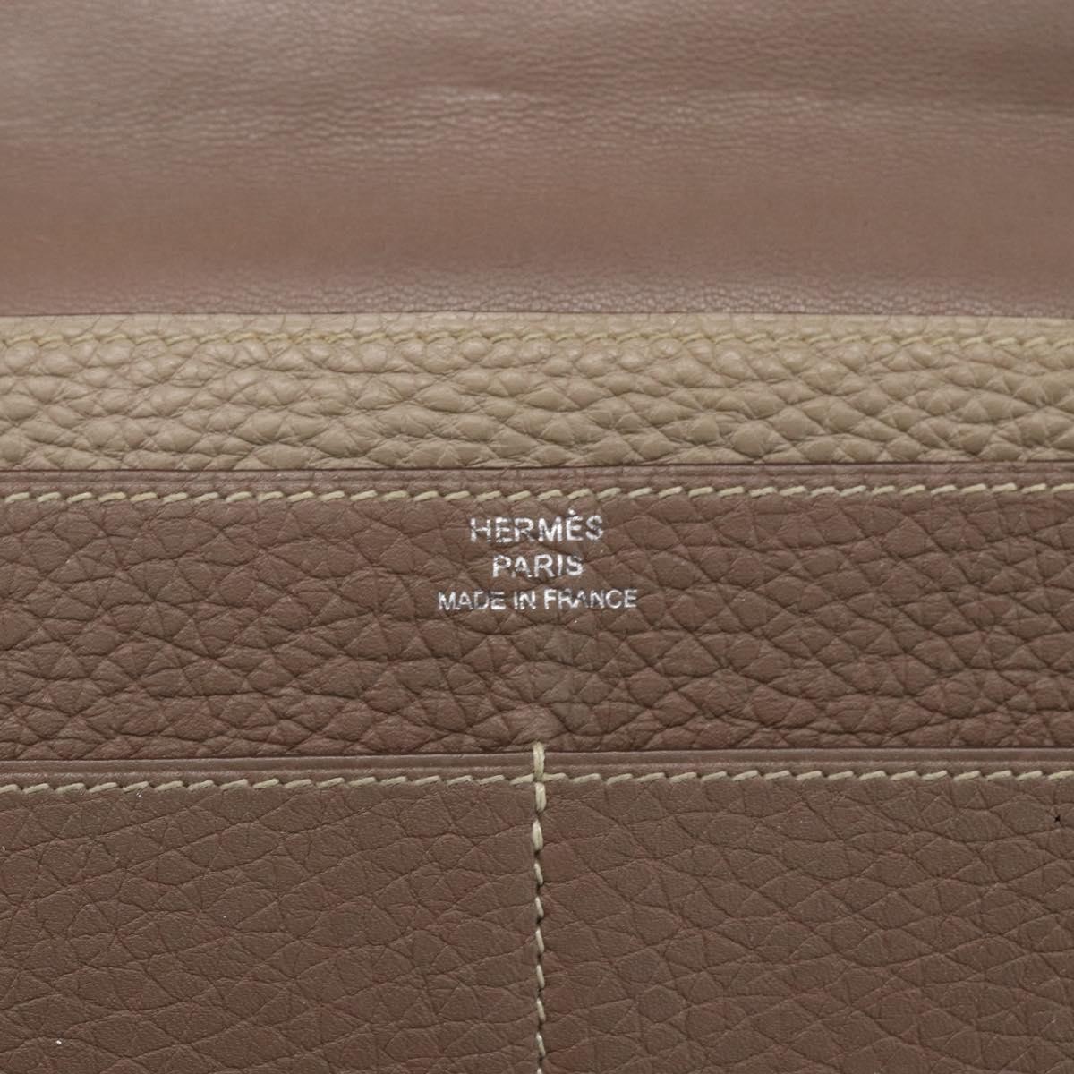 Hermès Hermes Dogon Duo Combined Wallet Leather Grijs