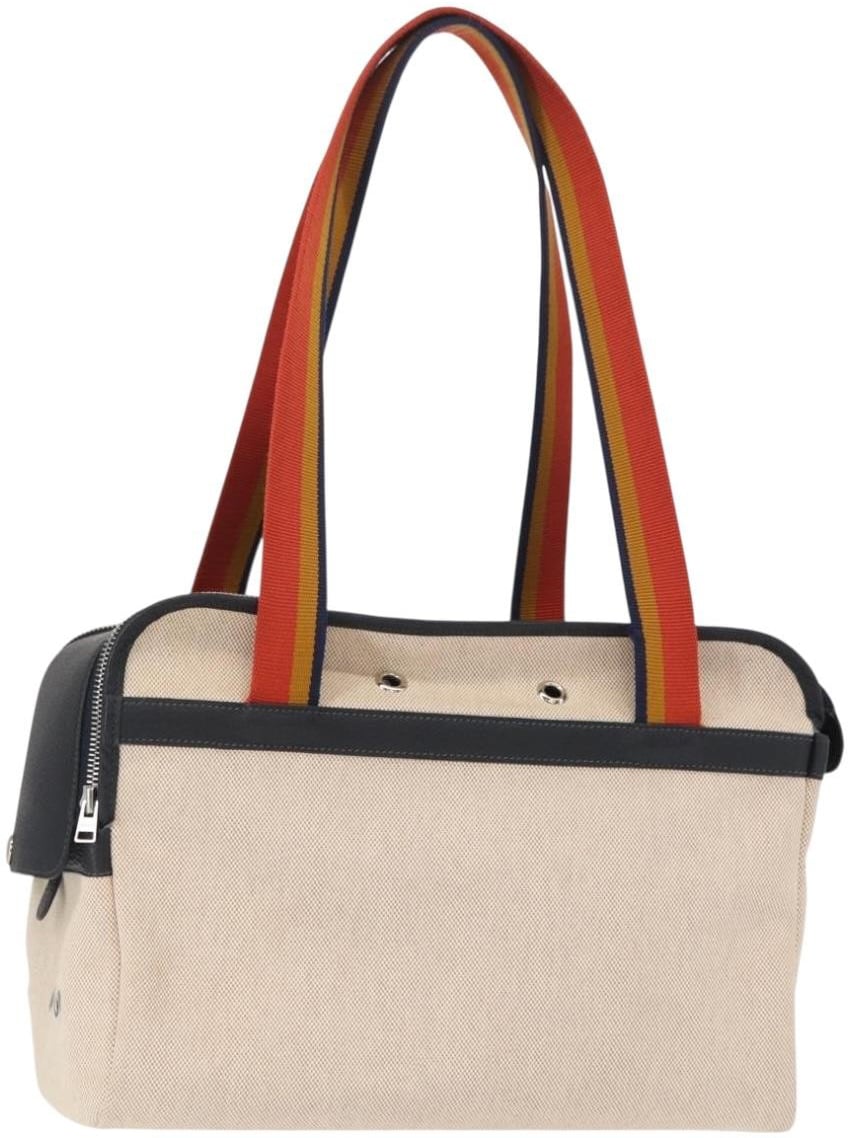 Hermès Hermes Sac de Transport pour Chiens Pet Dog Carrier Toile with Leather Beige