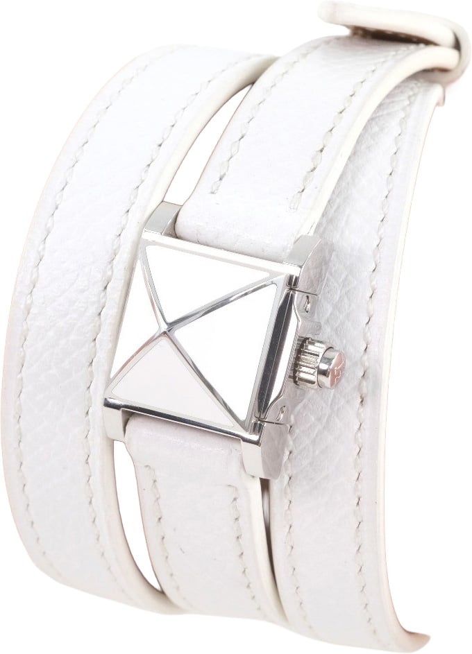 Hermès Hermes Medor Rock Quartz Watch Lacquered Steel and Leather 16 Divers