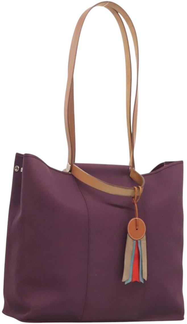 Hermès Hermes Cabag Handbag Toile and Leather GM Paars