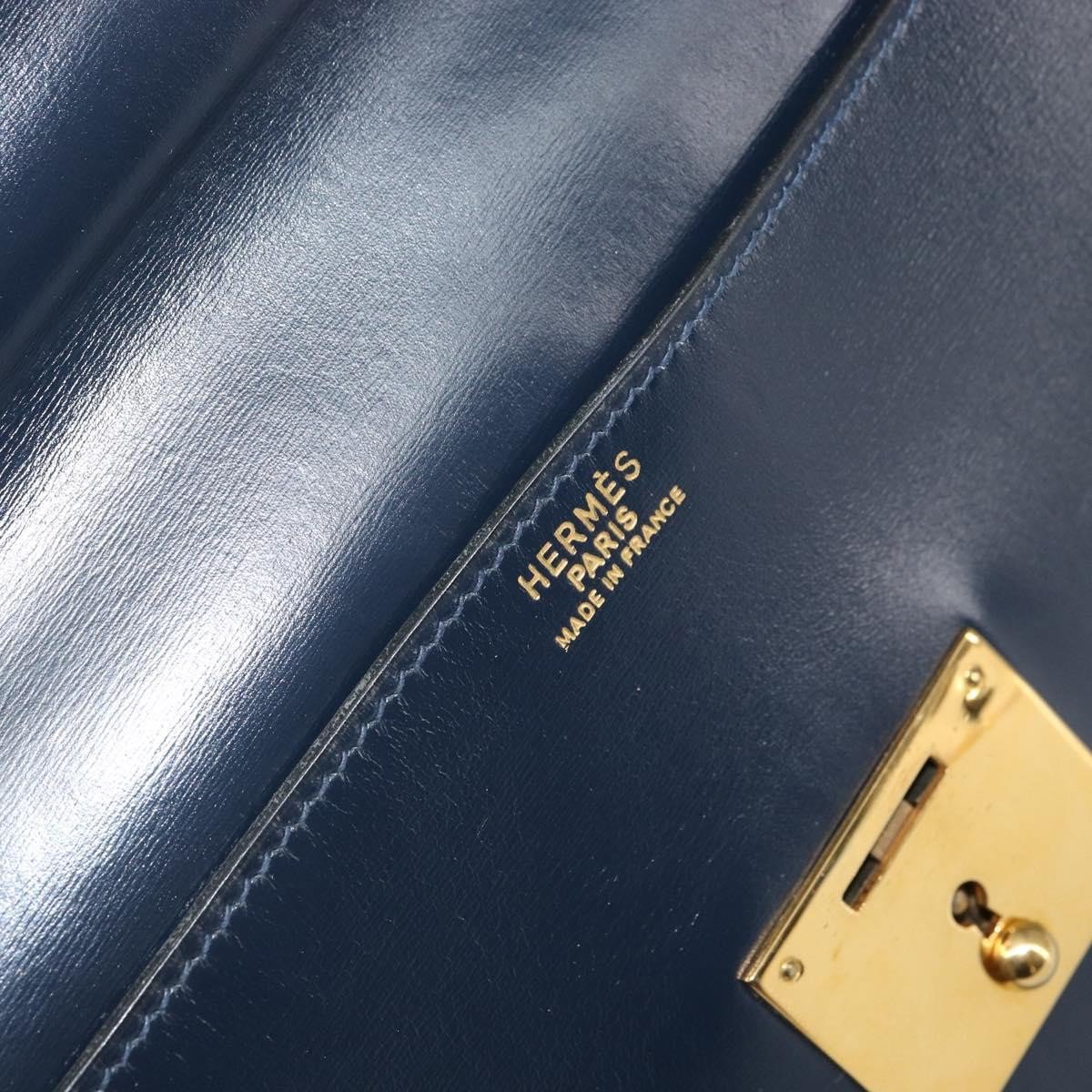 Hermès Hermes Sac a Depeches Bag Box Calf 38 Navy