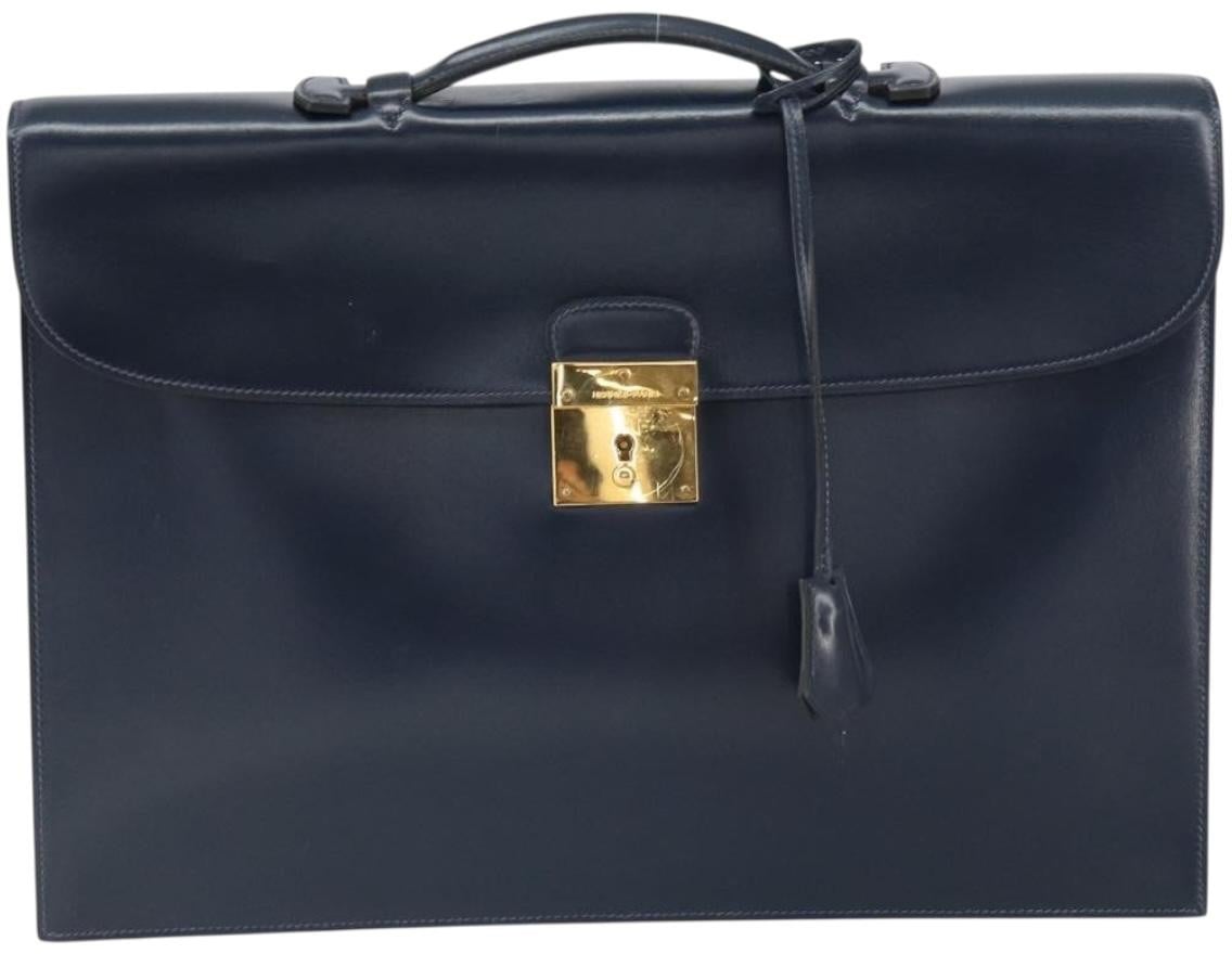 Hermès Hermes Sac a Depeches Bag Box Calf 38 Navy