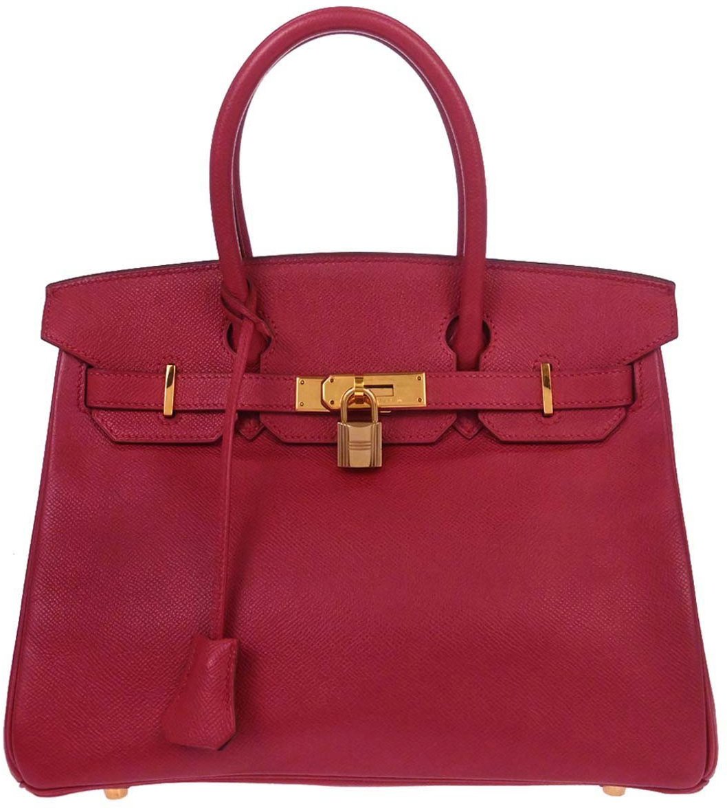 Hermès Hermes Birkin Handbag Red Courchevel with Gold Hardware 30 Rood