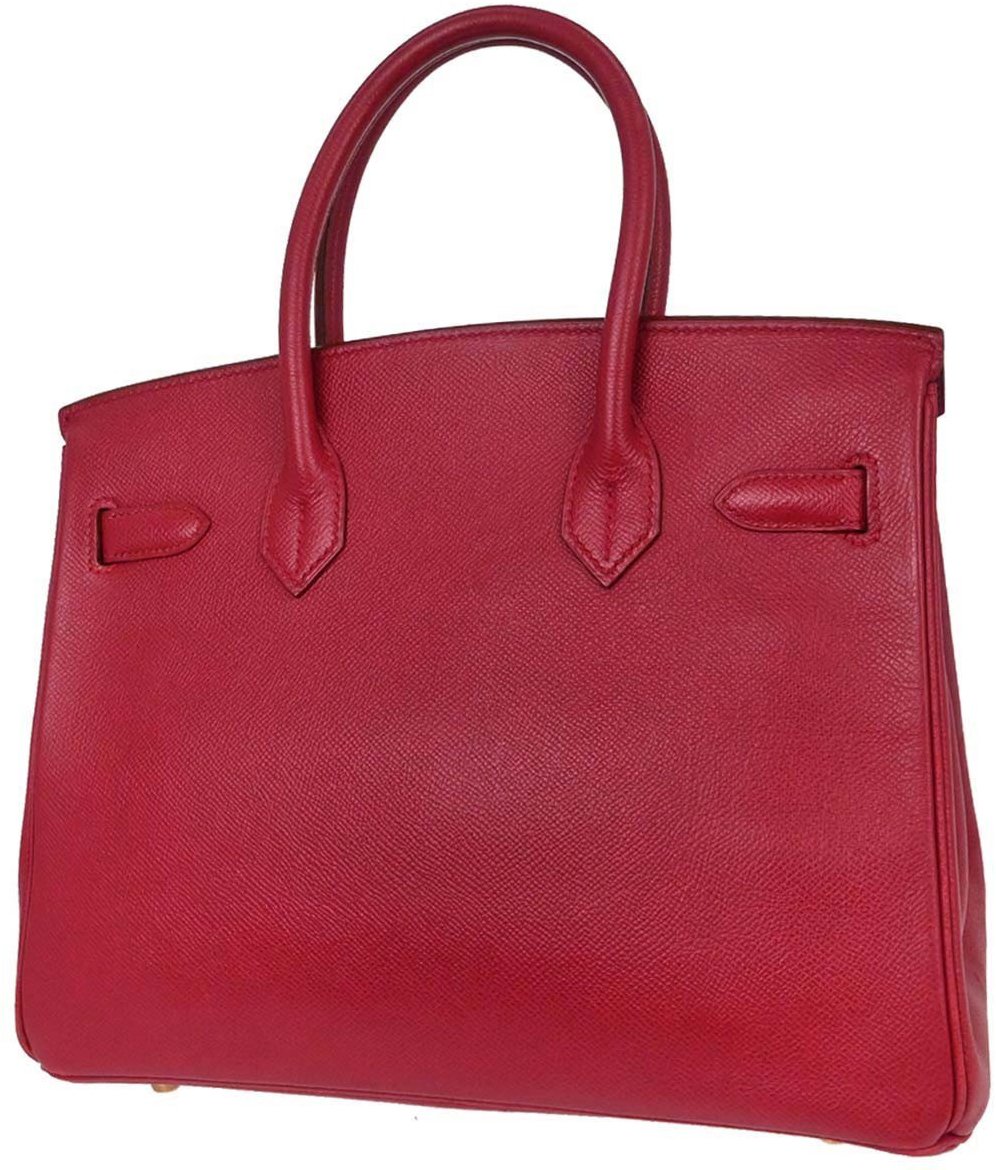 Hermès Hermes Birkin Handbag Red Courchevel with Gold Hardware 30 Rood