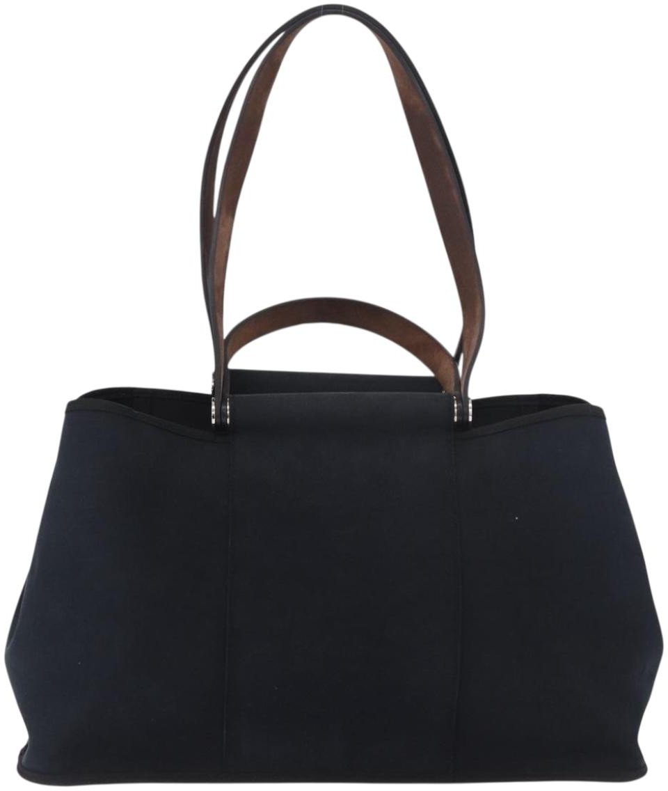 Hermès Hermes Cabag Elan Toile and Leather 39 Zwart