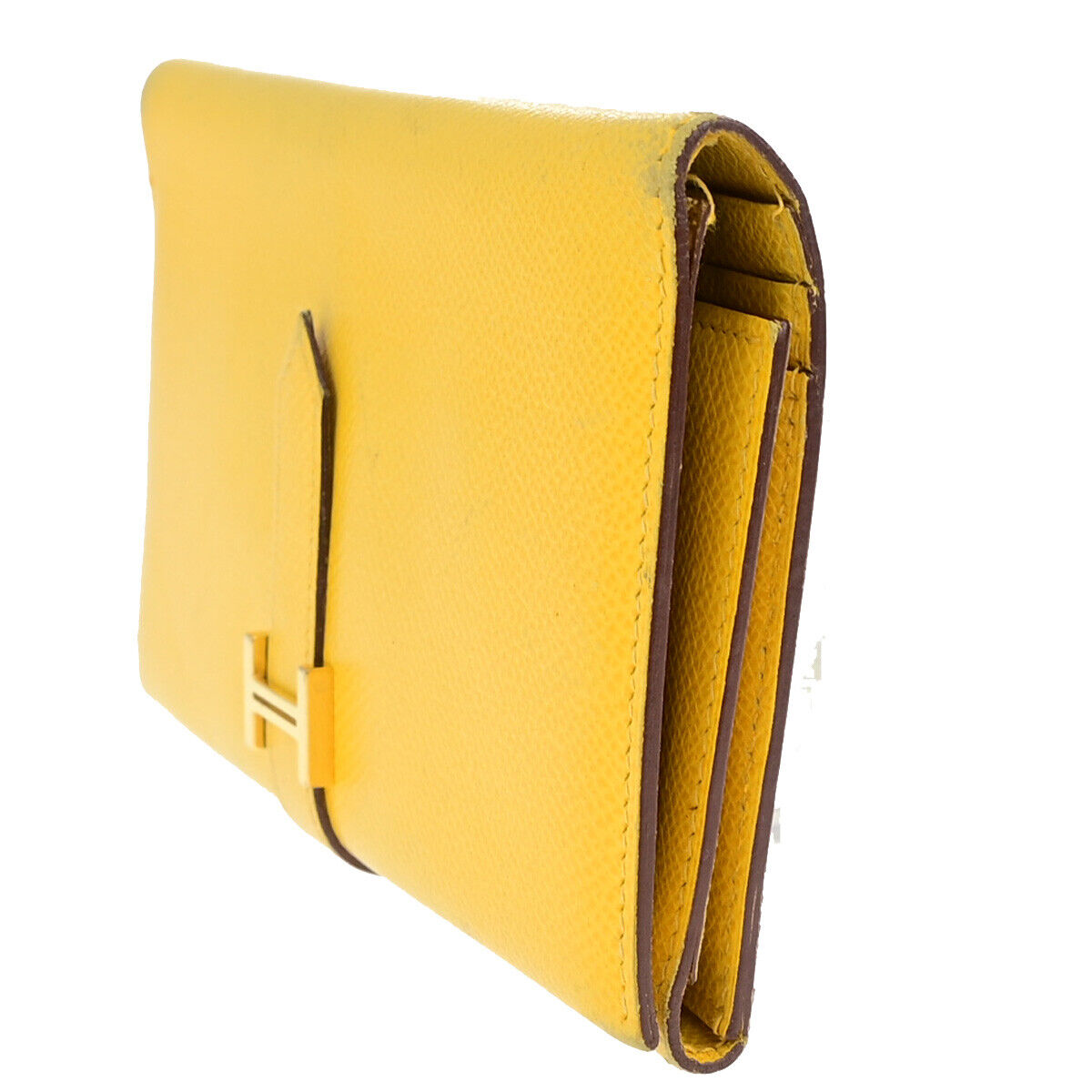 Hermès Hermes Bearn Trifold Wallet Epsom Long Geel