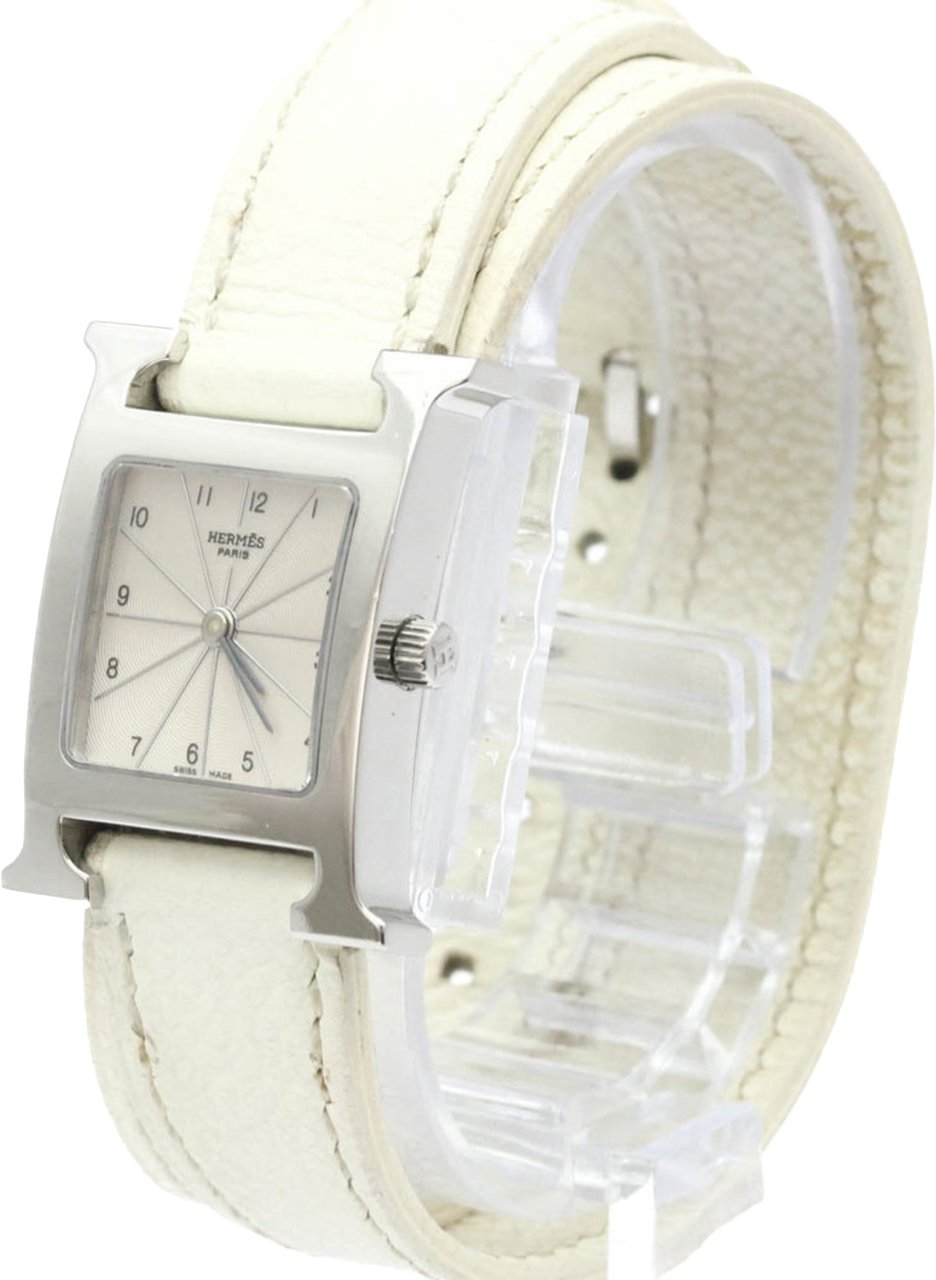 Hermès Hermes Heure H Double Tour Quartz Watch Stainless Steel and Leather 21 Divers