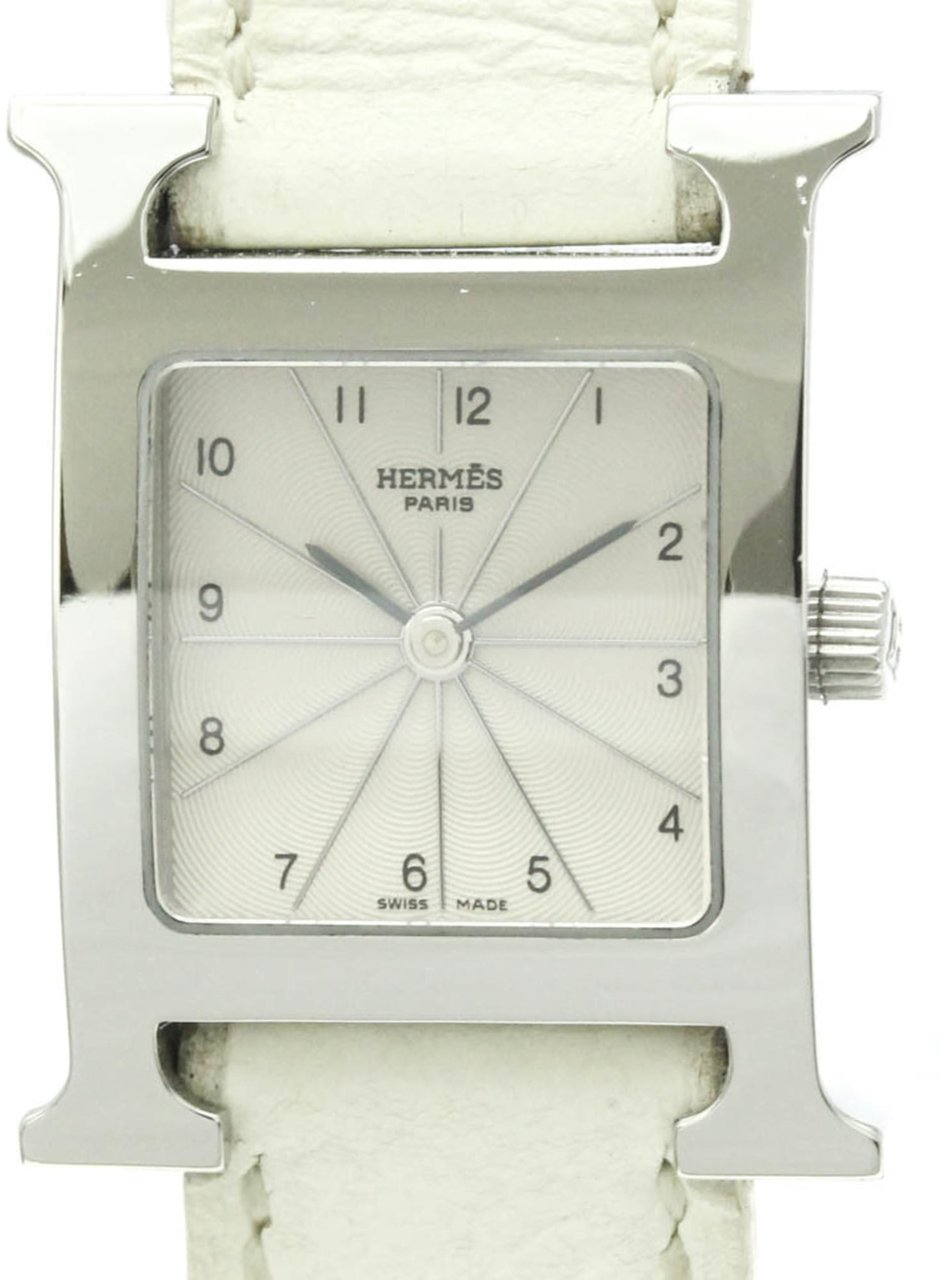Hermès Hermes Heure H Double Tour Quartz Watch Stainless Steel and Leather 21 Divers