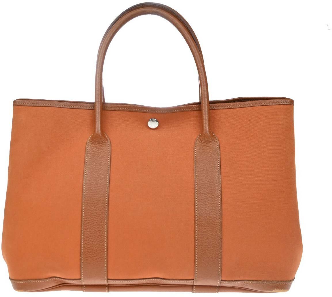 Hermès Hermes Garden Party Toile and Leather Oranje