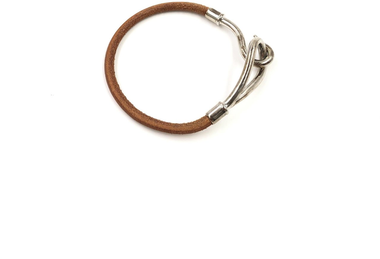 Hermès Hermes Jumbo Hook Braided Leather and Metal small Bruin