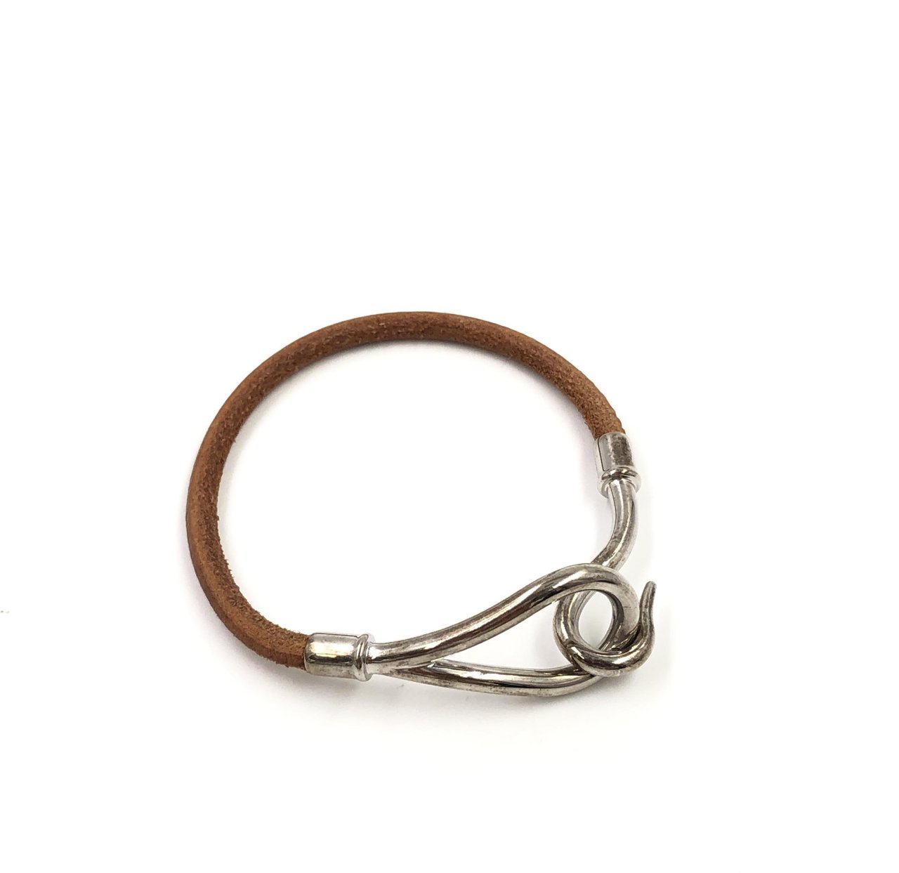 Hermès Hermes Jumbo Hook Braided Leather and Metal small Bruin