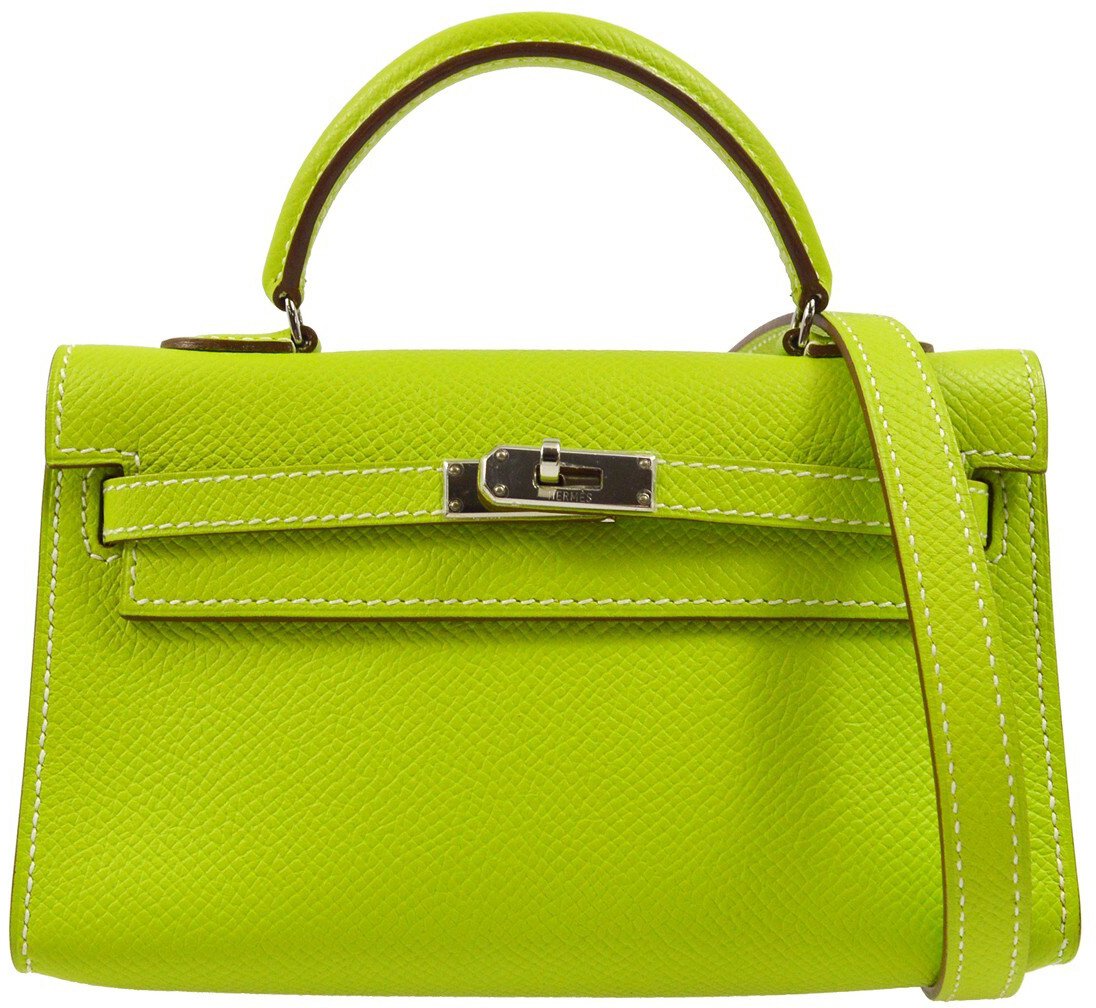 Hermès Hermes Kelly Mini II Bag Green Epsom with Palladium Hardware 20 Groen