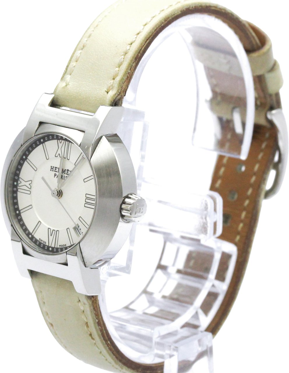 Hermès Hermes Nomade Quartz Watch Stainless Steel and Leather 28 Divers