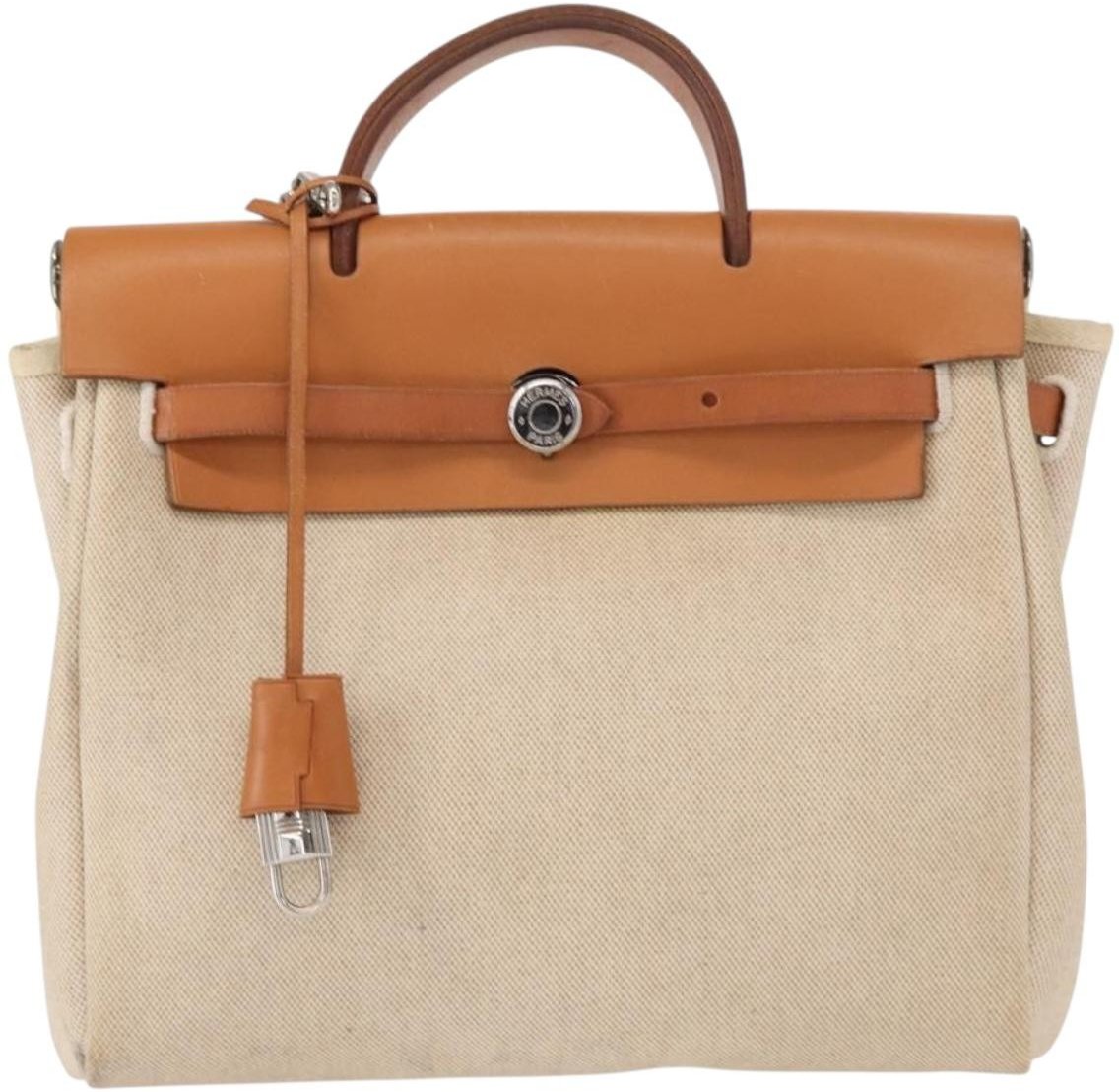 Hermès Hermes Herbag A Dos Backpack Toile Beige