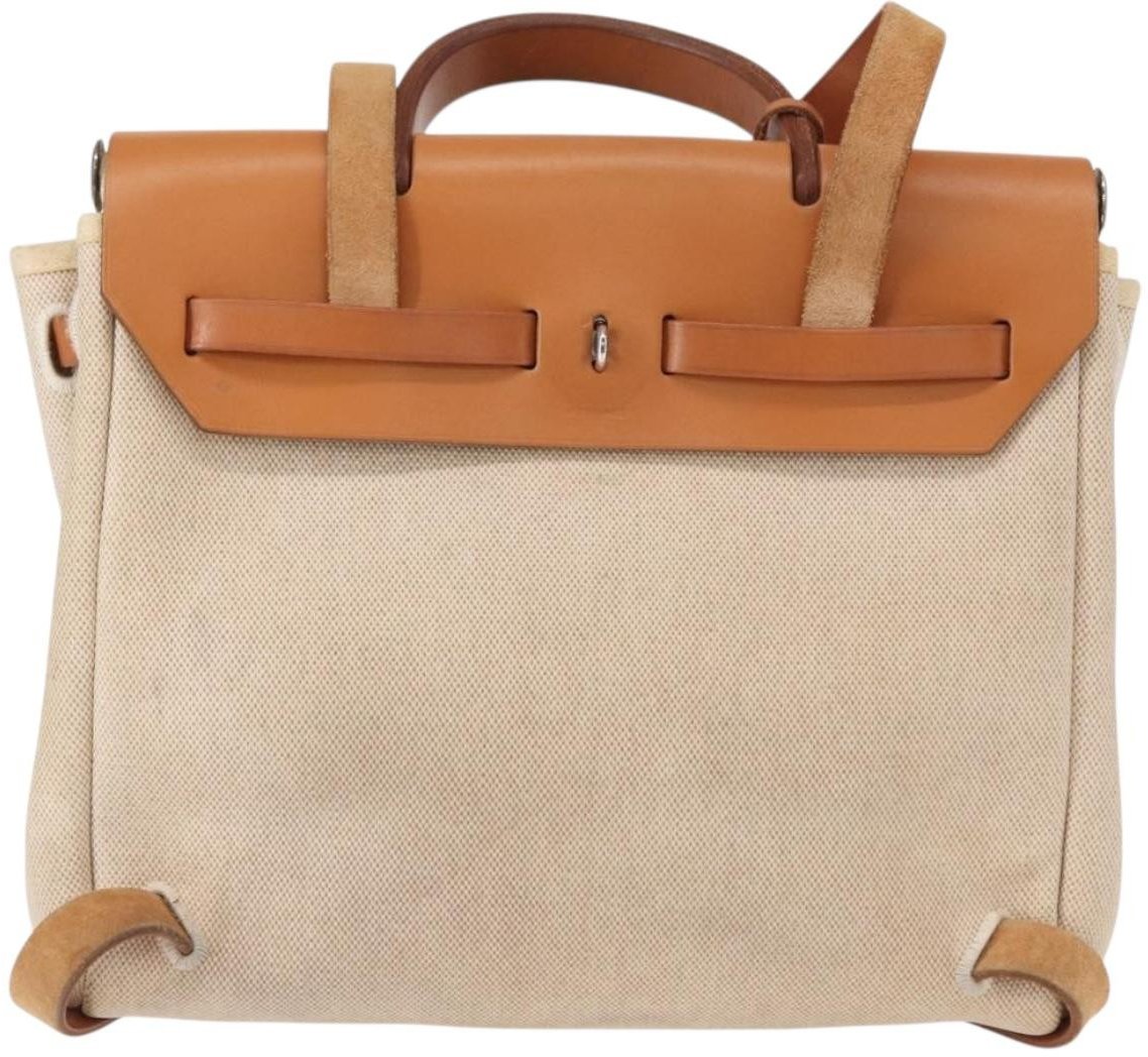 Hermès Hermes Herbag A Dos Backpack Toile Beige
