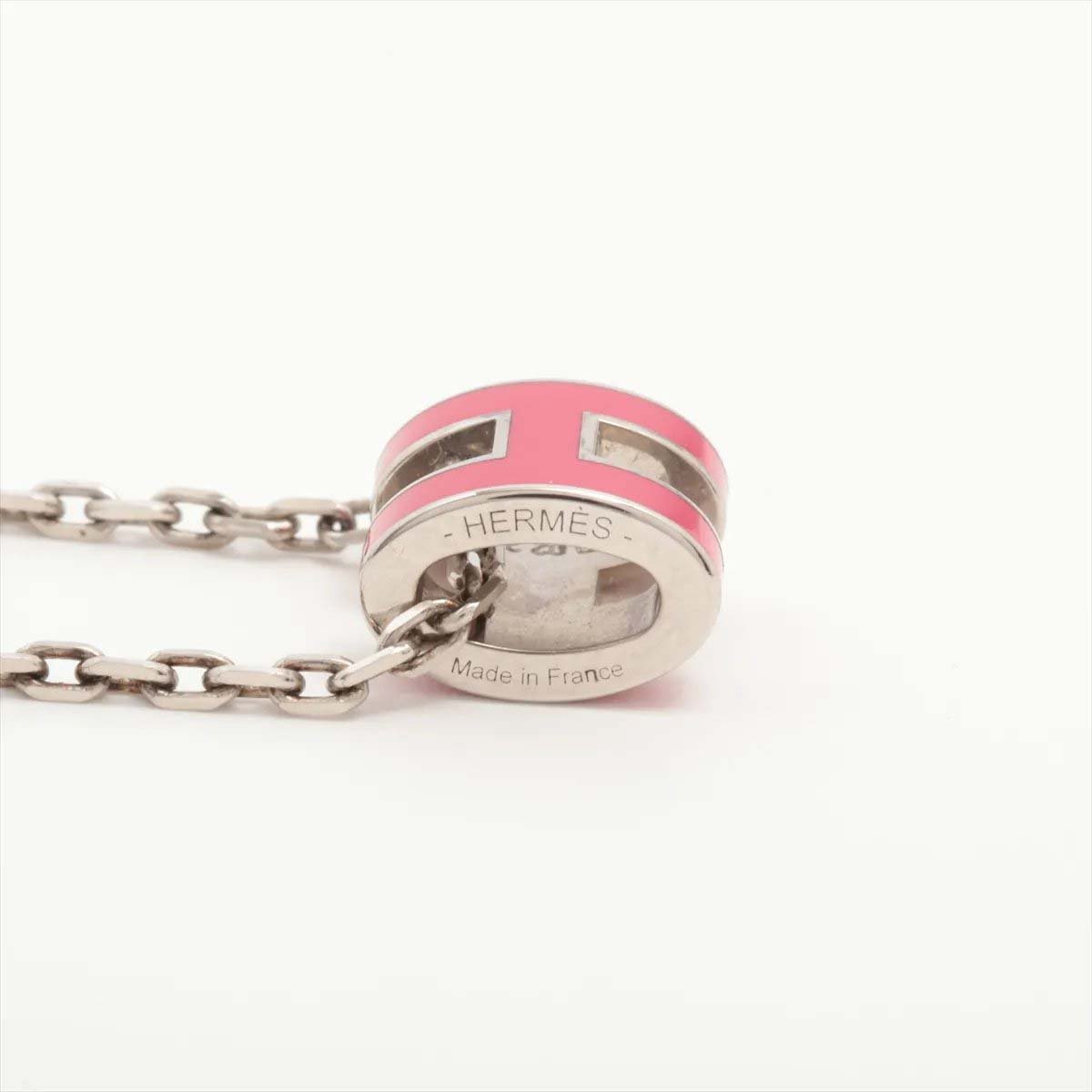 Hermès Hermes Pop H Pendant Chain Metal and Enamel Mini Roze