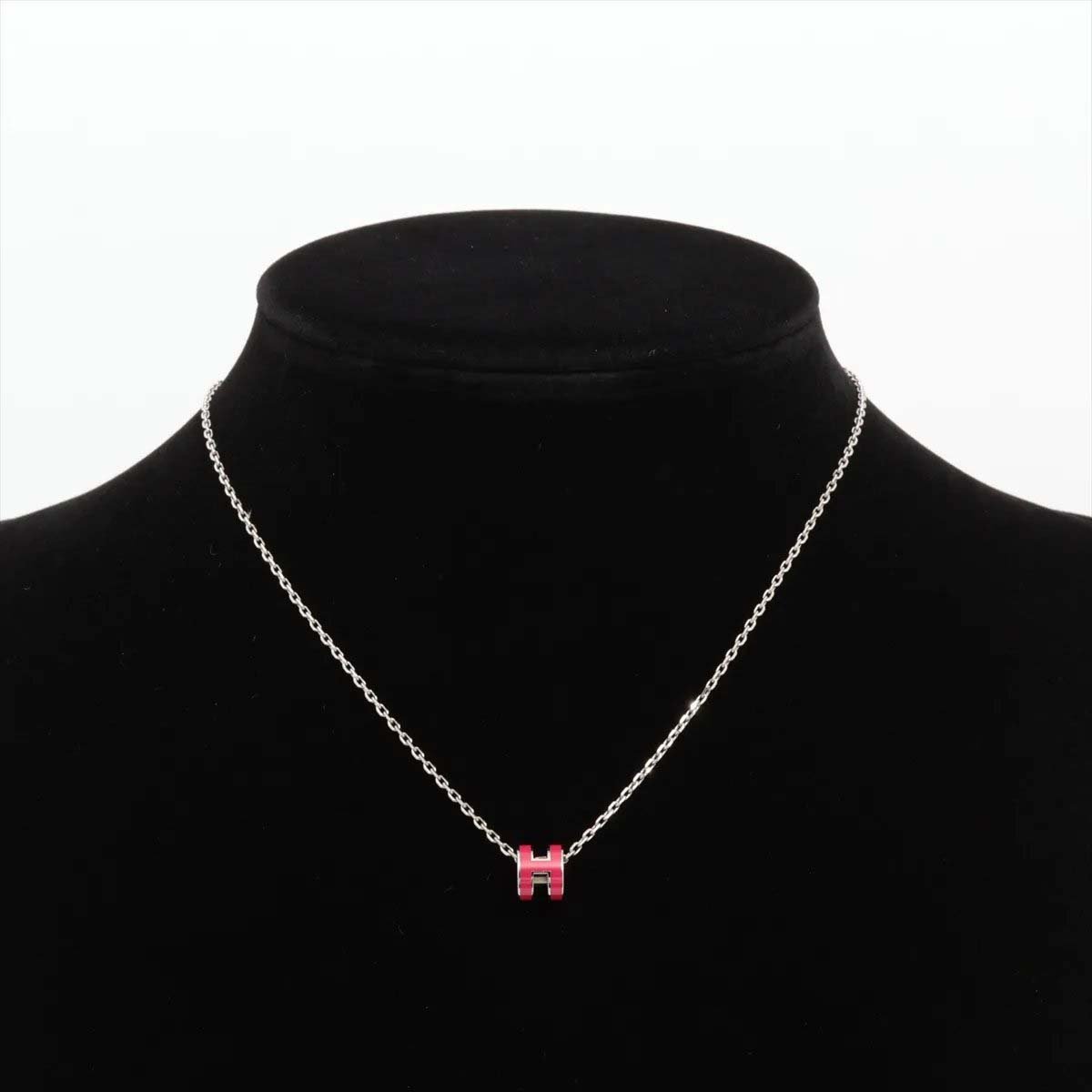 Hermès Hermes Pop H Pendant Chain Metal and Enamel Mini Roze
