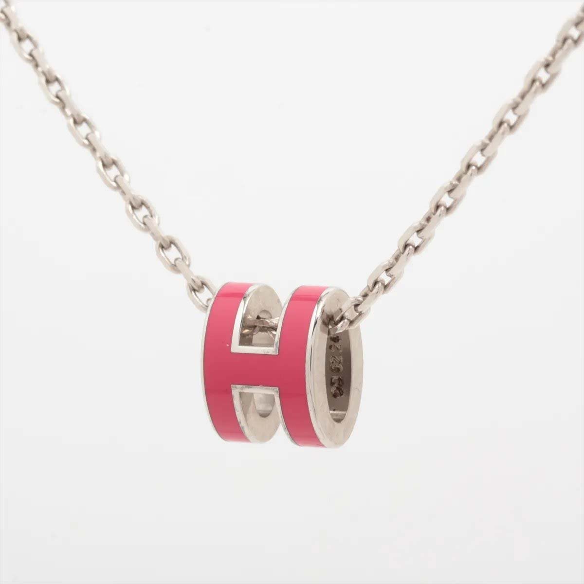 Hermès Hermes Pop H Pendant Chain Metal and Enamel Mini Roze