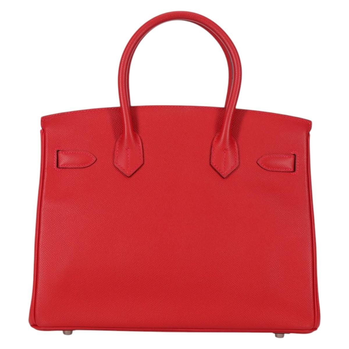 Hermès Hermes Birkin Handbag Red Epsom with Palladium Hardware 30 Rood