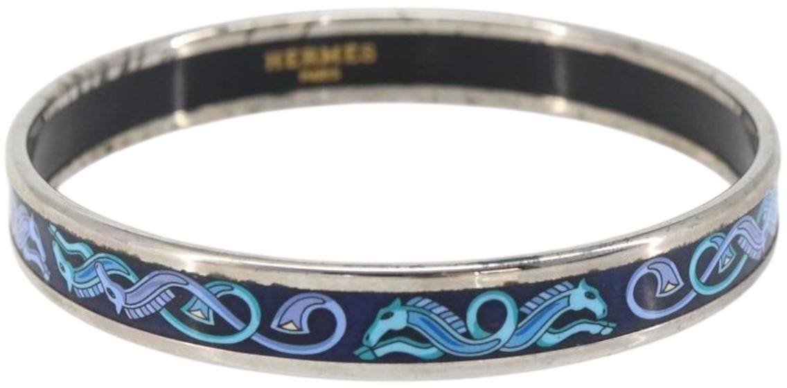 Hermès Hermes Caleche Bangle Bracelet Metal Navy