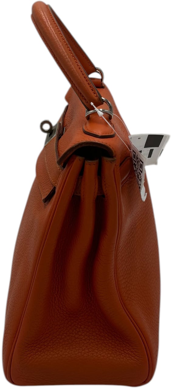 Hermès Hermes Kelly Orange Clemence with Palladium Hardware 28 Oranje