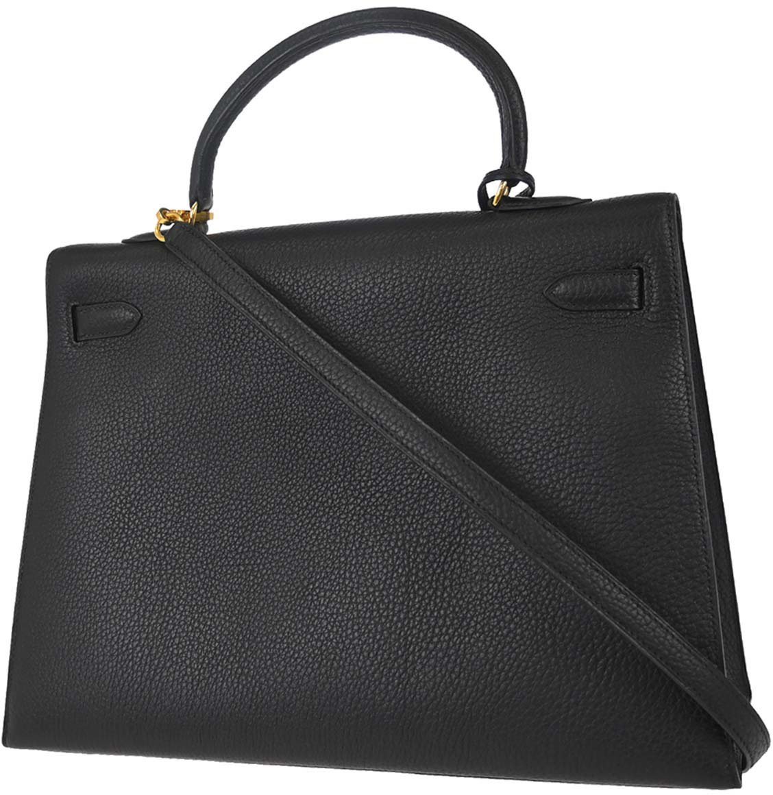 Hermès Hermes Kelly Handbag Black Ardennes with Gold Hardware 35 Zwart