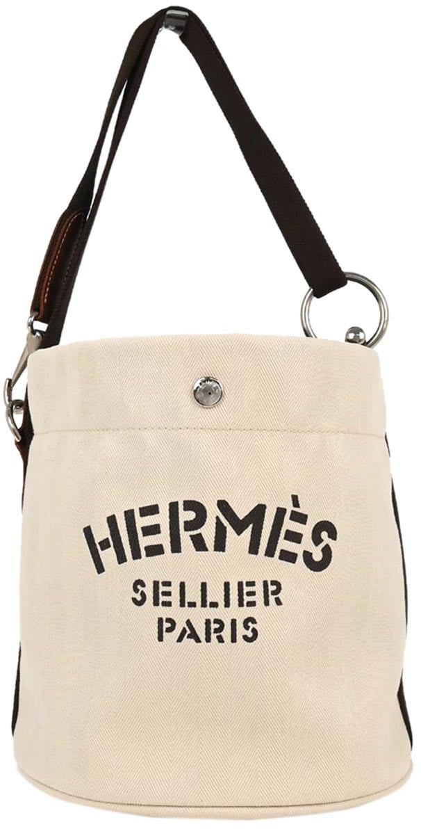 Hermès Hermes Grooming Handbag Canvas Beige
