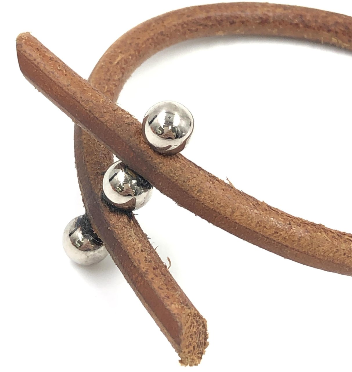 Hermès Hermes Lock Bracelet Leather and Metal Bruin
