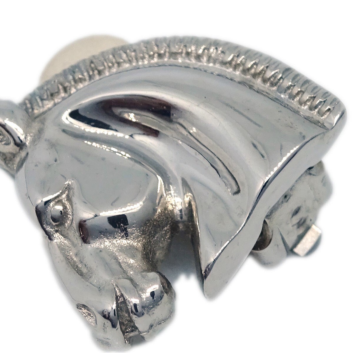 Hermès Hermes Horse Head Clip-On Earrings Metal Zilver