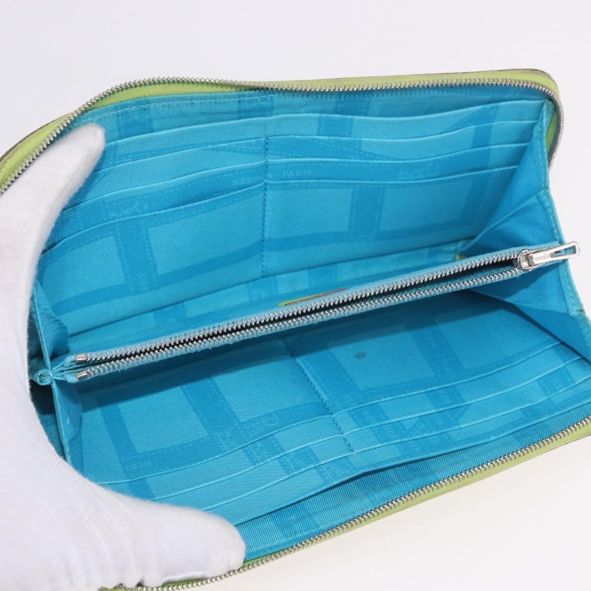 Hermès Hermes Azap Zip Around Wristlet Wallet with Lucky Strap Epsom Large Groen