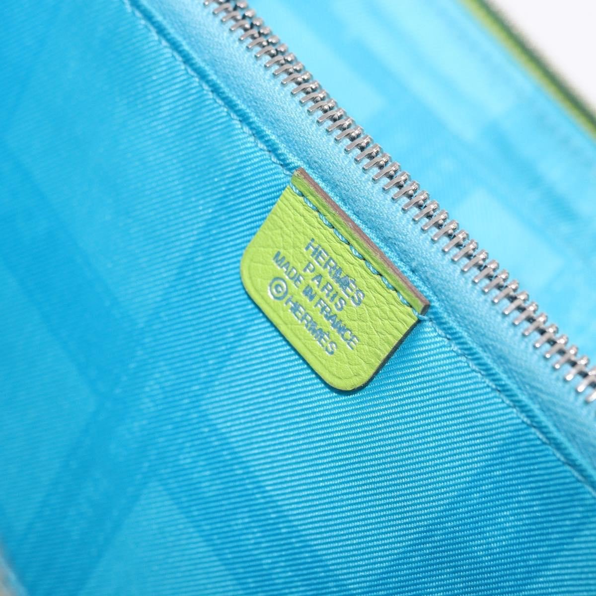 Hermès Hermes Azap Zip Around Wristlet Wallet with Lucky Strap Epsom Large Groen