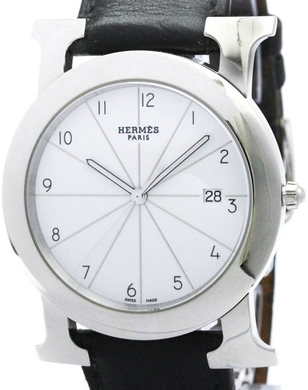 Hermès Hermes Heure H Ronde Quartz Stainless Steel and Leather 40 Divers
