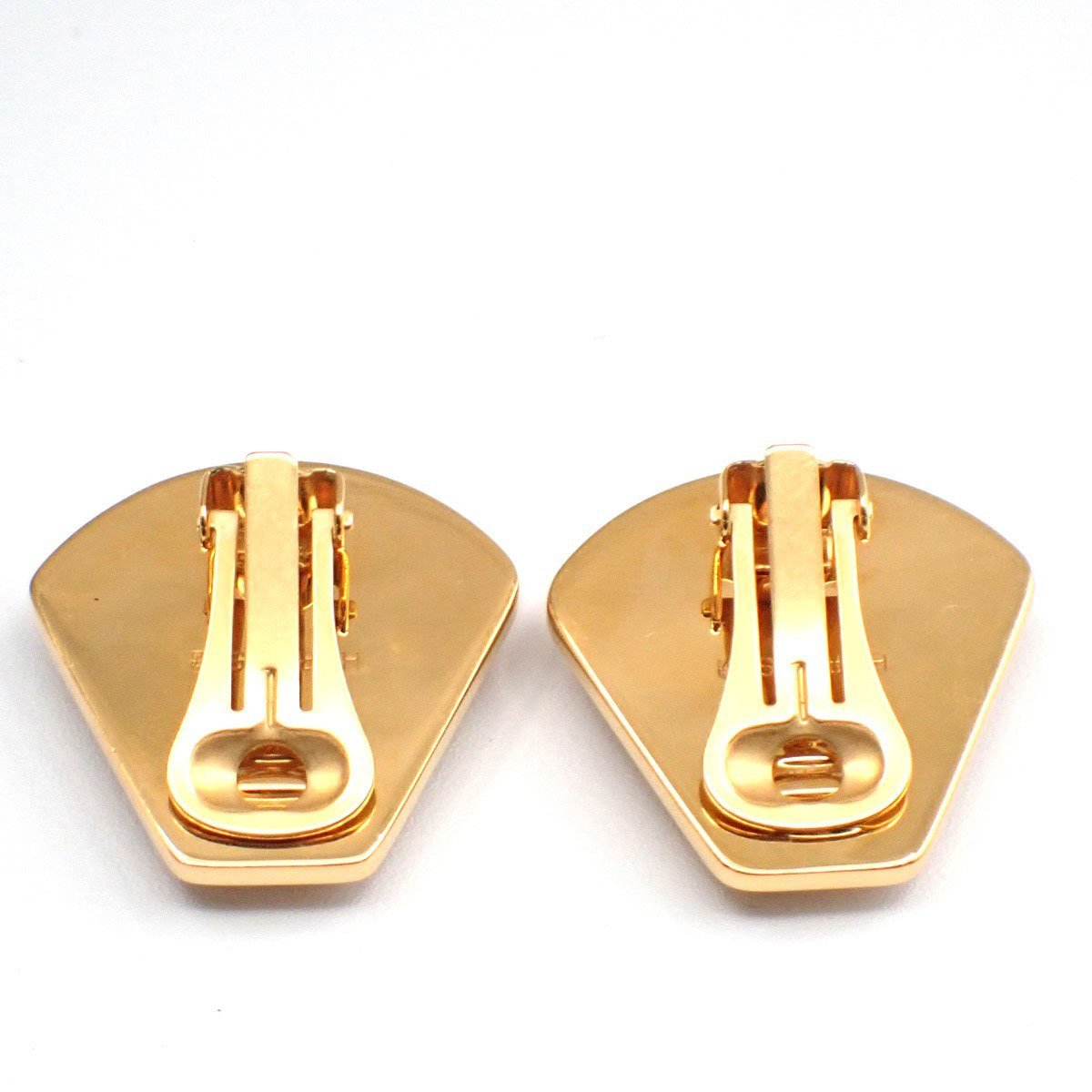 Hermès Hermes Vintage Clip-On Earrings Printed Enamel and Metal Goud