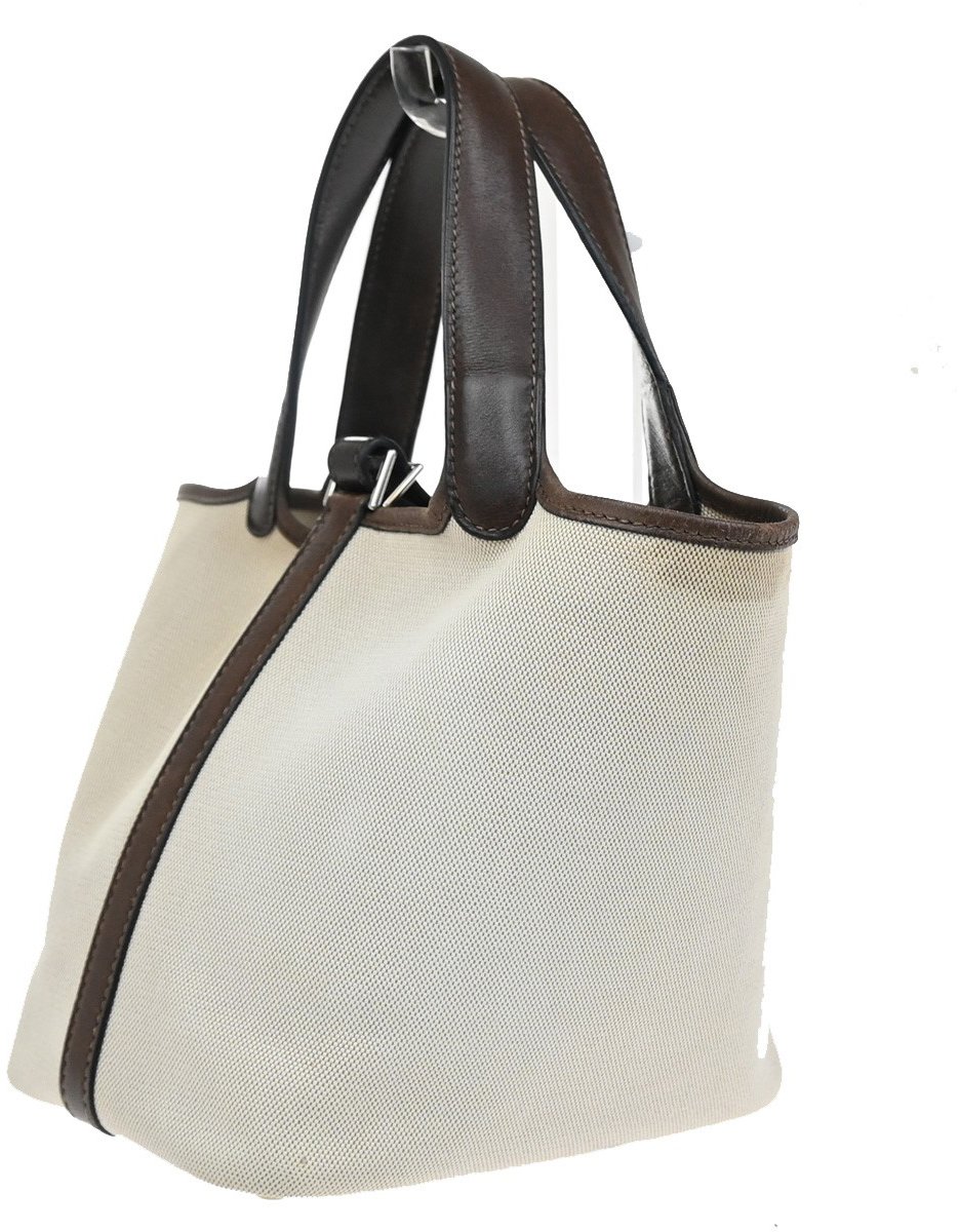 Hermès Hermes Picotin Bag Toile and Leather MM Beige