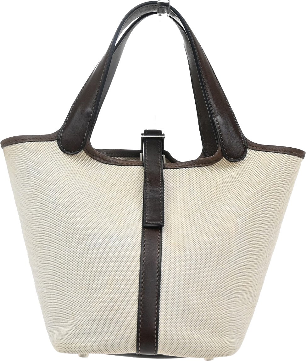 Hermès Hermes Picotin Bag Toile and Leather MM Beige