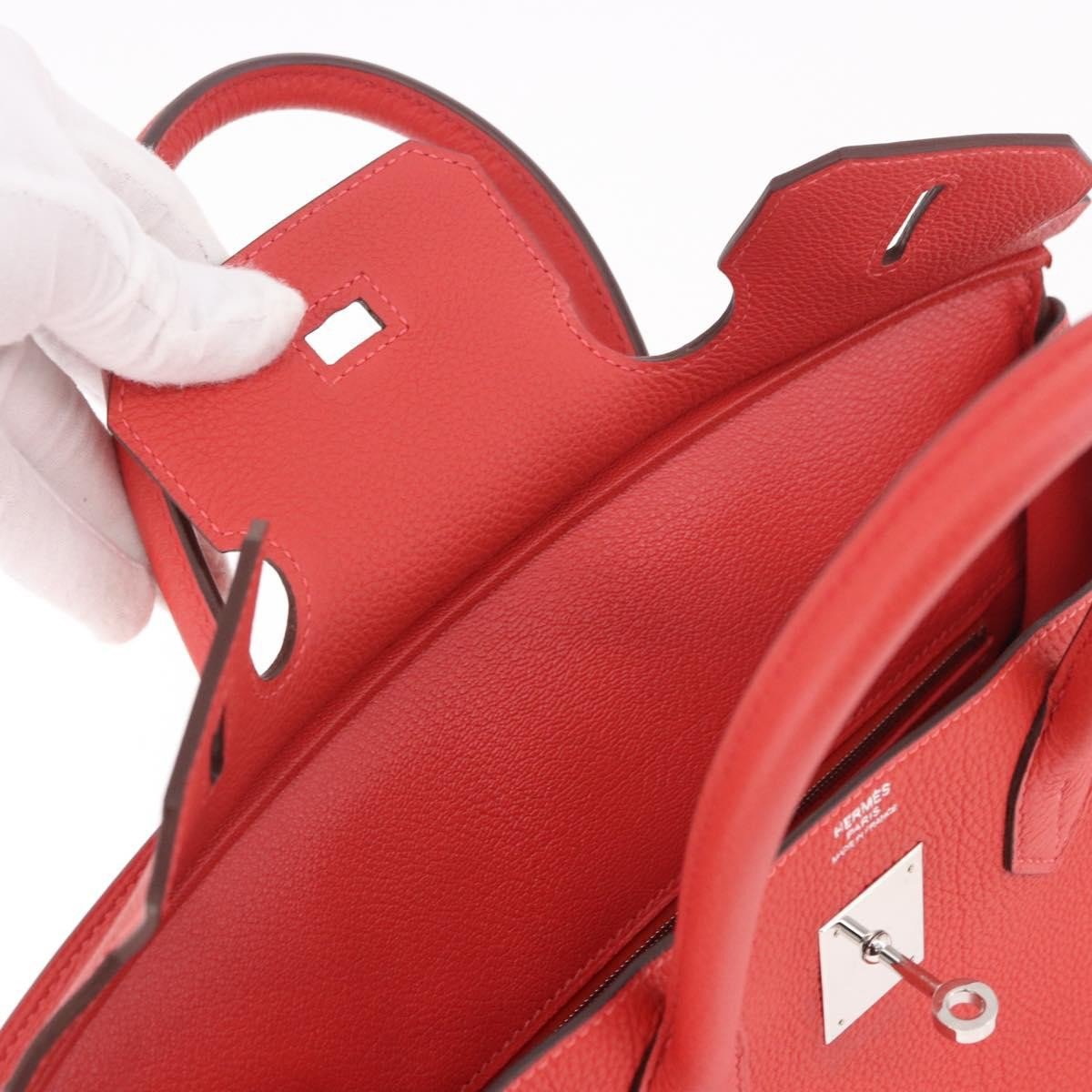 Hermès Hermes Birkin Handbag Red Togo with Palladium Hardware 30 Rood