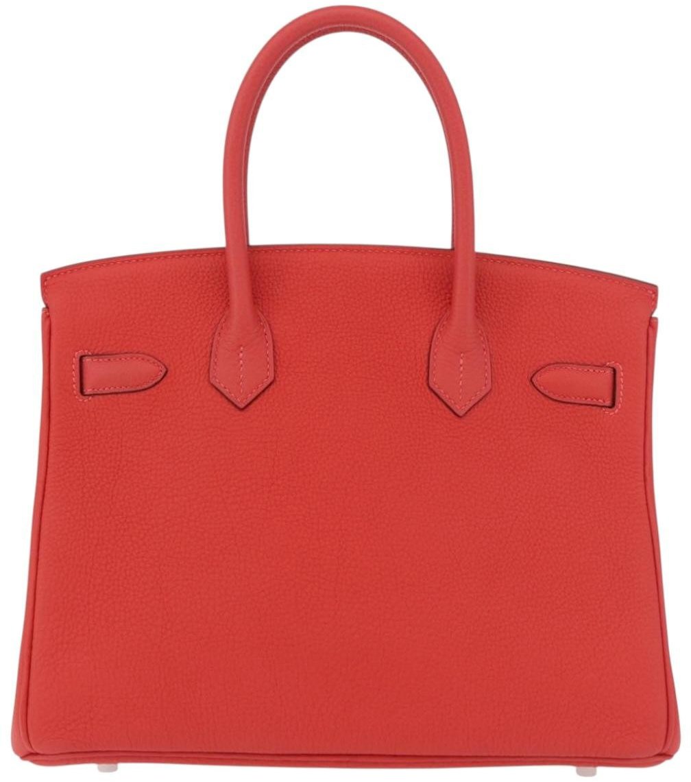 Hermès Hermes Birkin Handbag Red Togo with Palladium Hardware 30 Rood