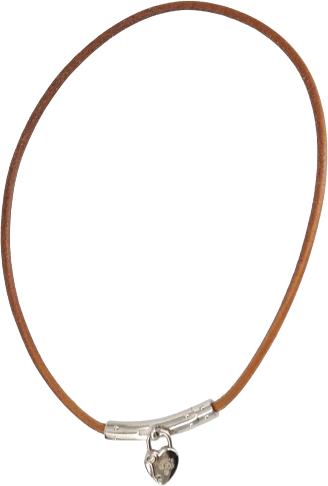 Hermès Hermes Annee Mediterranee Cadena Charm Necklace Metal and Leather Bruin