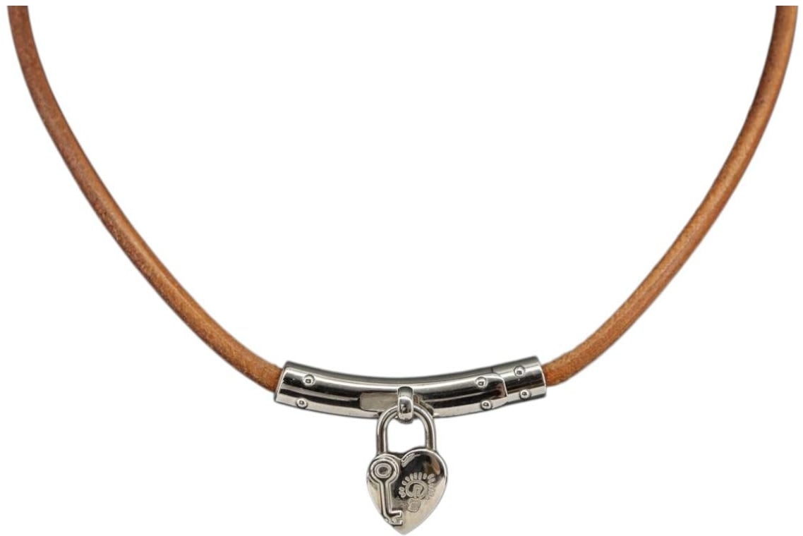 Hermès Hermes Annee Mediterranee Cadena Charm Necklace Metal and Leather Bruin
