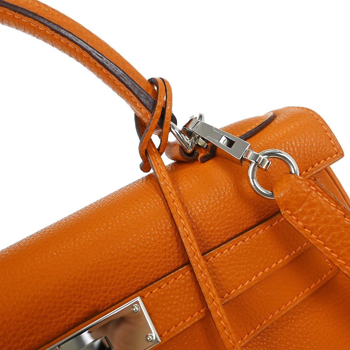 Hermès Hermes Kelly Handbag Blue Togo with Palladium Hardware 28 Oranje