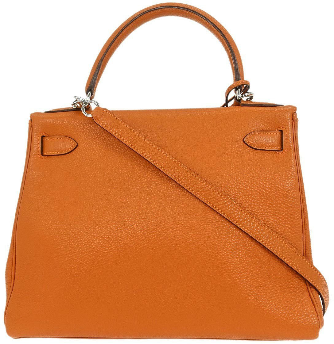 Hermès Hermes Kelly Handbag Blue Togo with Palladium Hardware 28 Oranje